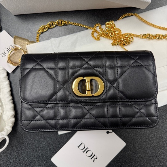 Christian Dior Cannage Miss Caro Pouch with Chain Black Lambskin - Picture 6 of 11